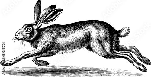 Hare in motion: 19th century vintage botanical engraving for art and design