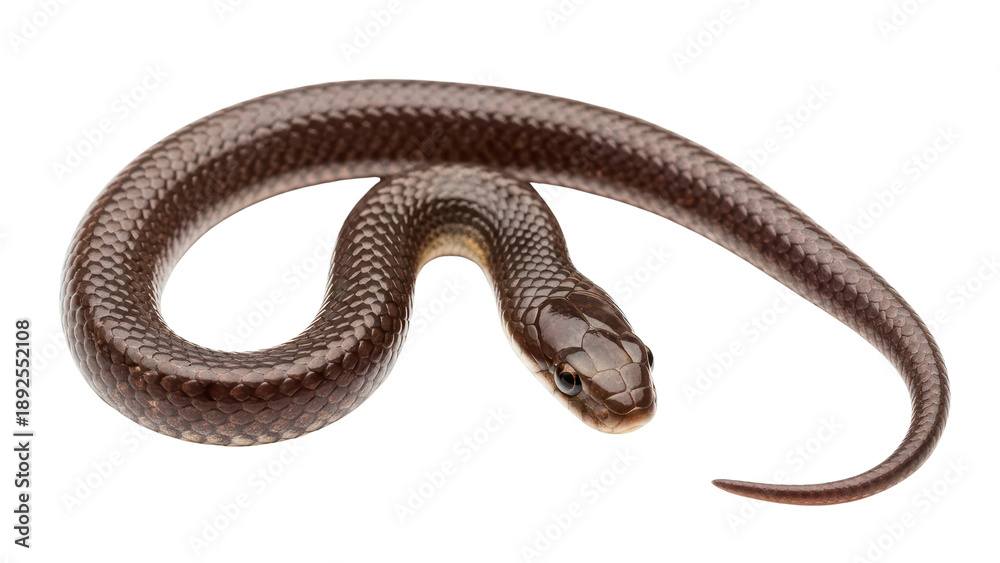 Fototapeta premium Small Brown Snake Coiled isolated PNG with Transparent Background