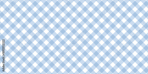 Seamless Light Blue Gingham Pattern Background. Classic Two-Tone Pastel Plaid Check Design for Fabric, Textile, Wallpaper, and Picnic Decor.