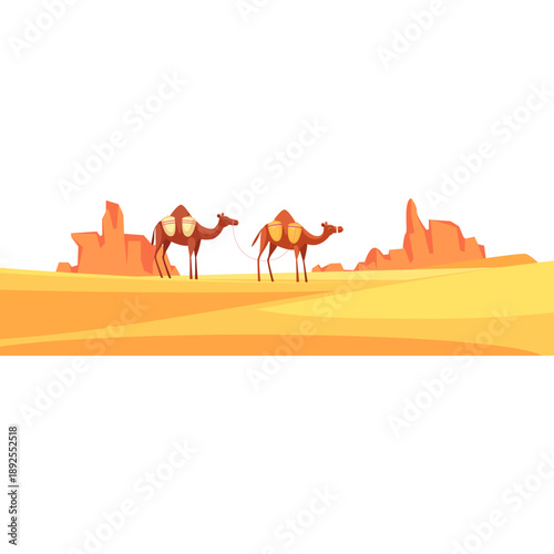 Desert Icon Flat Vector Islamic Landscape Ramadan Kareem Symbol