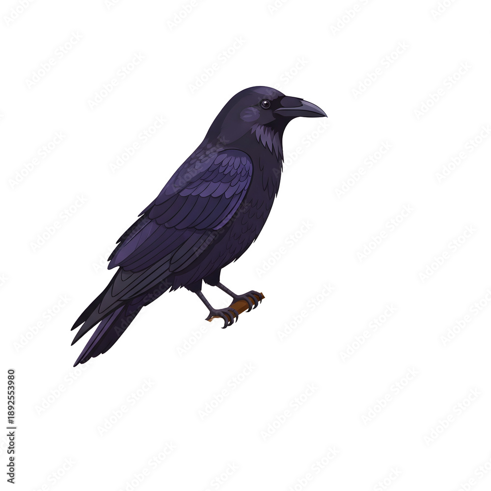 Fototapeta premium Raven perched illustration