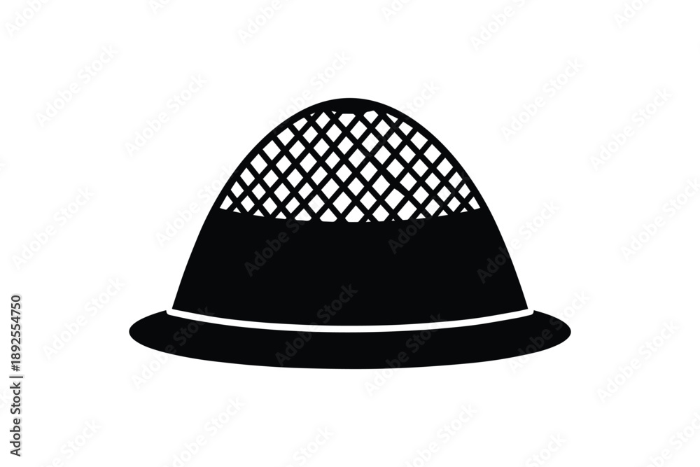 Fototapeta premium Traditional thimble silhouette icon for sewing and craft projects isolated on white background textile tool