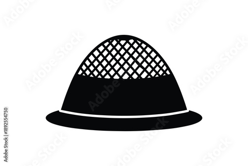 Traditional thimble silhouette icon for sewing and craft projects isolated on white background textile tool