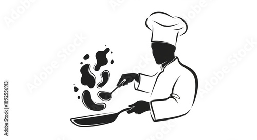 illustration of a chef holding a tray with food