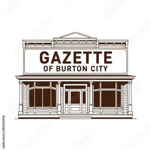 Vintage style building with gazette of burton city signage