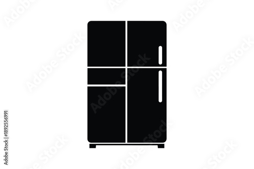 Modern smart refrigerator silhouette icon representing kitchen appliance and food storage cooling technology