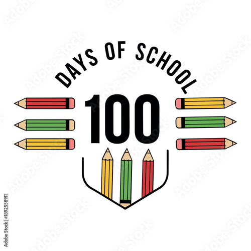 Celebrating the remarkable milestone of 100 days of school with colorful pencils