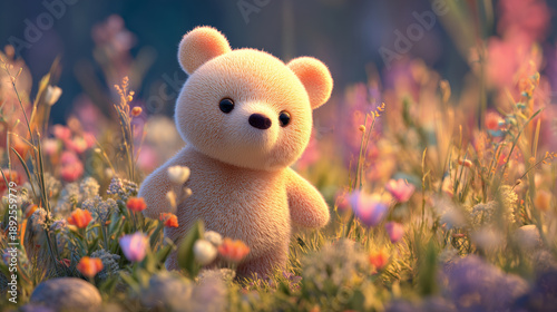 Cute Bear Spring Illustration Background
