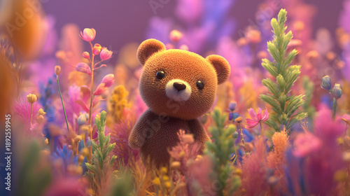 Cute Bear Spring Illustration Background