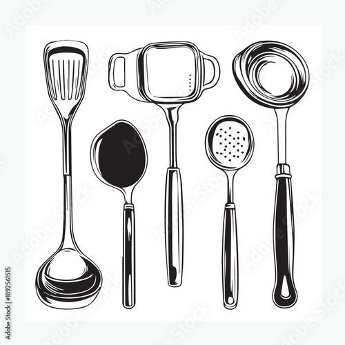set of kitchen utensils
