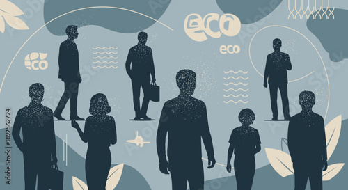EcoConscious Business Team Silhouettes of Professionals Supporting Sustainability.