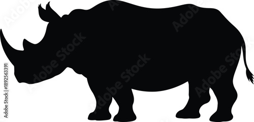 Rhinoceros Silhouette Vector Illustration Isolated on White Background