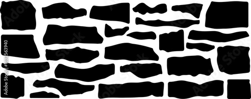 Torn paper. Ripped edges. Paper texture rough surface. Kraft scrapbook, collage art, hand torn notebook sheets, jagged edge page. Handmade cardstock overlays vector set 