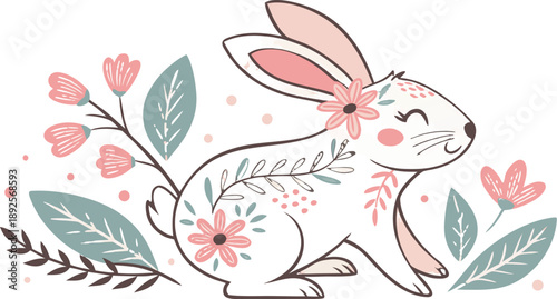 Easter poster and banner template with Easter eggs in the nest on light blue background.Greetings .
Colourful easter banner with bunnies, eggs and flowers. Vector