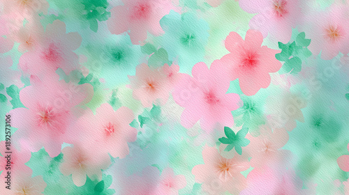 Cute Pink and Green Flower Illustration Background