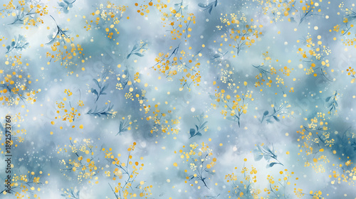 Blue and Yellow Flower Illustration Background