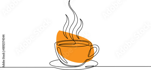 Hot coffee in a cup on white background
