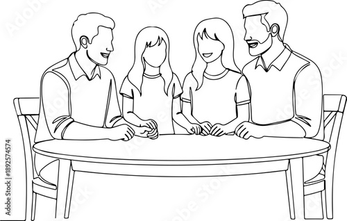 Family sitting around table together