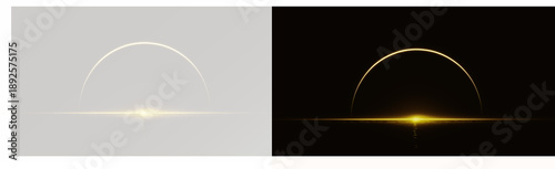 Bild auf Leinwand Glowing golden semicircle ring PNG