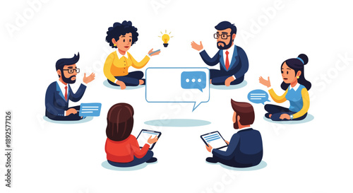 Dynamic Team Collaboration Session Fostering Innovation and Strategic Alignment in an Informal Corporate Setting