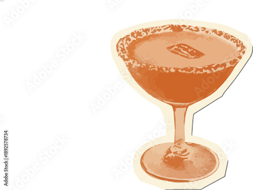 Vector  illustration of Orange cocktail in a coupe glass with a salted rim isolated on transparent background