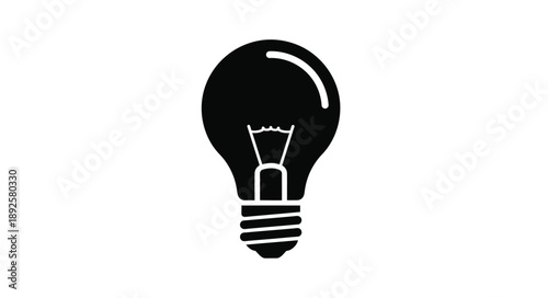 Simple black silhouette of a traditional incandescent light bulb