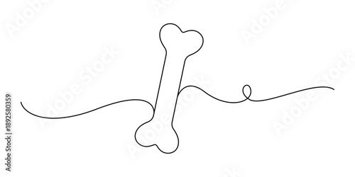 one line Dog bone drawing, vector, illustrations