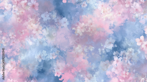 Cute Blue and Pink Flower Illustration Background
