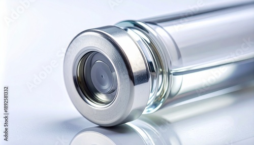 Sleek miniature camera or sensor in a glass tube macro closeup