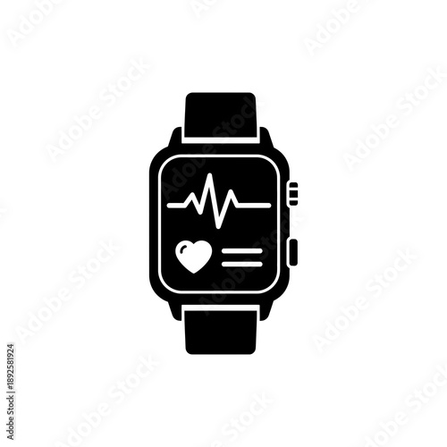 Smartwatch Health Monitoring Icon with Heart Rate Display