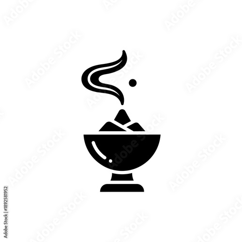 Incense Burner Icon with Rising Smoke for Meditation