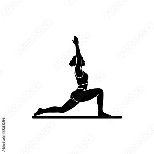 Anjaneyasana Low Lunge Yoga Pose Silhouette Icon