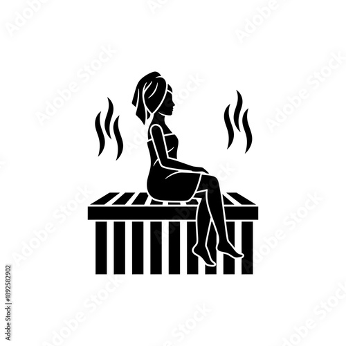 Woman Relaxing in Sauna or Steam Room Icon