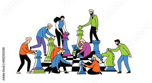 Executive Strategy Session: Diverse professionals collaborating to maneuver complex business challenges