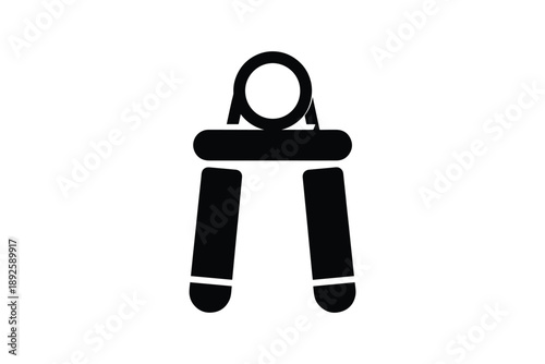 Hand gripper silhouette isolated on white background for fitness strength training and forearm workout equipment