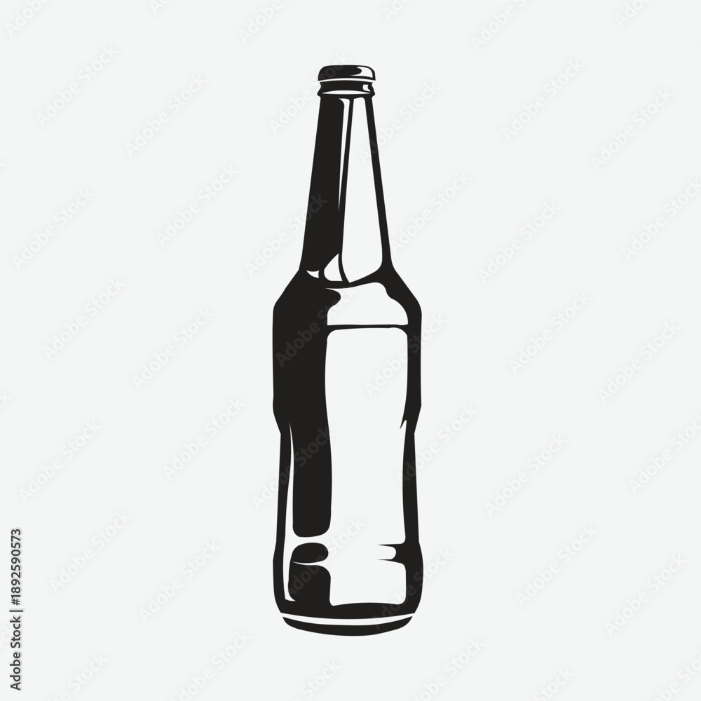 custom made wallpaper toronto digitalMinimalist glass bottle silhouette vector illustration isolated on gray background. Drink bottle icon design, black and white graphics, packaging, beverage branding concept.