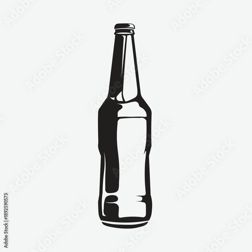 Wallpaper Mural Minimalist glass bottle silhouette vector illustration isolated on gray background. Drink bottle icon design, black and white graphics, packaging, beverage branding concept. Torontodigital.ca