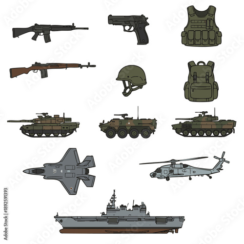 戦車や戦闘機・護衛艦など防衛ミリタリーのベクター素材
