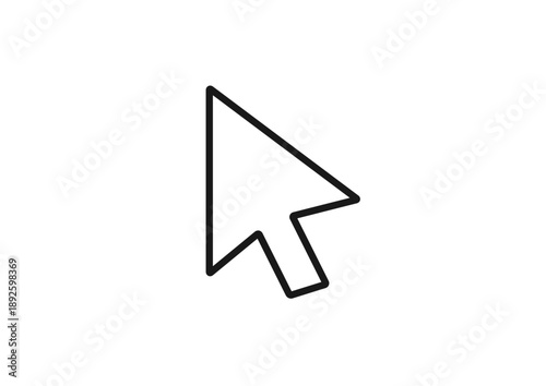 黒い枠線のある白いマウスポインタのシンプルなイラスト