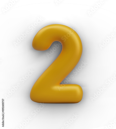3D number 2 with metal texture. Second place concept. Isolated holiday template for vector compositions. Number for virtual counting, promotional price design, discount