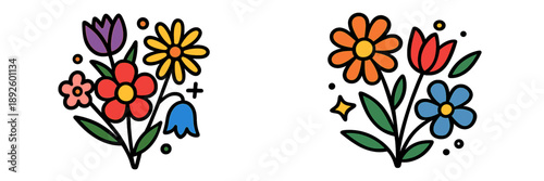 Colorful floral vector illustration perfect for spring decorations