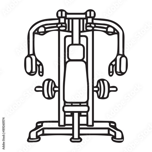Pec Deck Machine Outline Vector Icon for Chest Workout and Gym