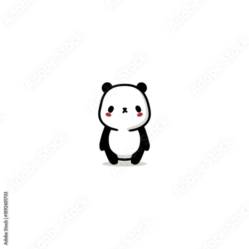 A cute, simple, minimalist cartoon panda illustration with rosy cheeks sitting down