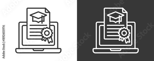 Digital Certificate Icon Set Vector Collection Isolated In Black And White