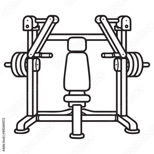 Shoulder Press Machine Outline Vector Icon for Gym and Strength Training