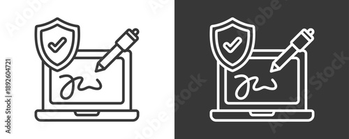 Digital Signature Icon Set Vector Collection Isolated In Black And White