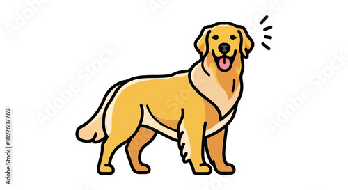 Happy Golden Retriever Dog Vector Illustration