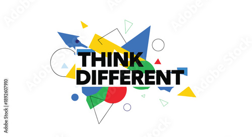 Think Different typography vector with abstract geometric memphis art