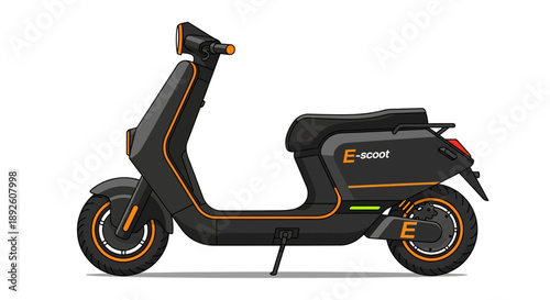 Modern electric scooter illustration on white background