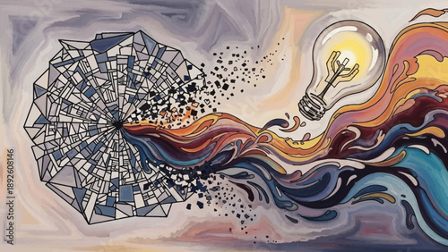 Light Bulb with Creative Idea Flow.